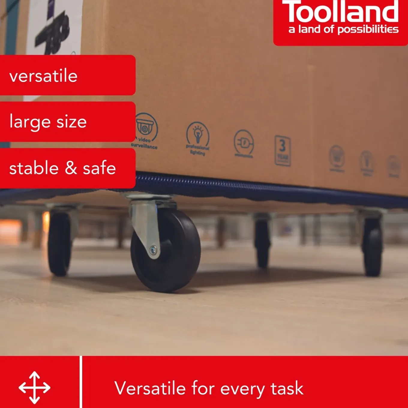 Toolland Meubelroller, 400 Kg Transporthulp, Houten Platform 65 X 40 Cm 400 Kg, Blauw,zwart, Triplex