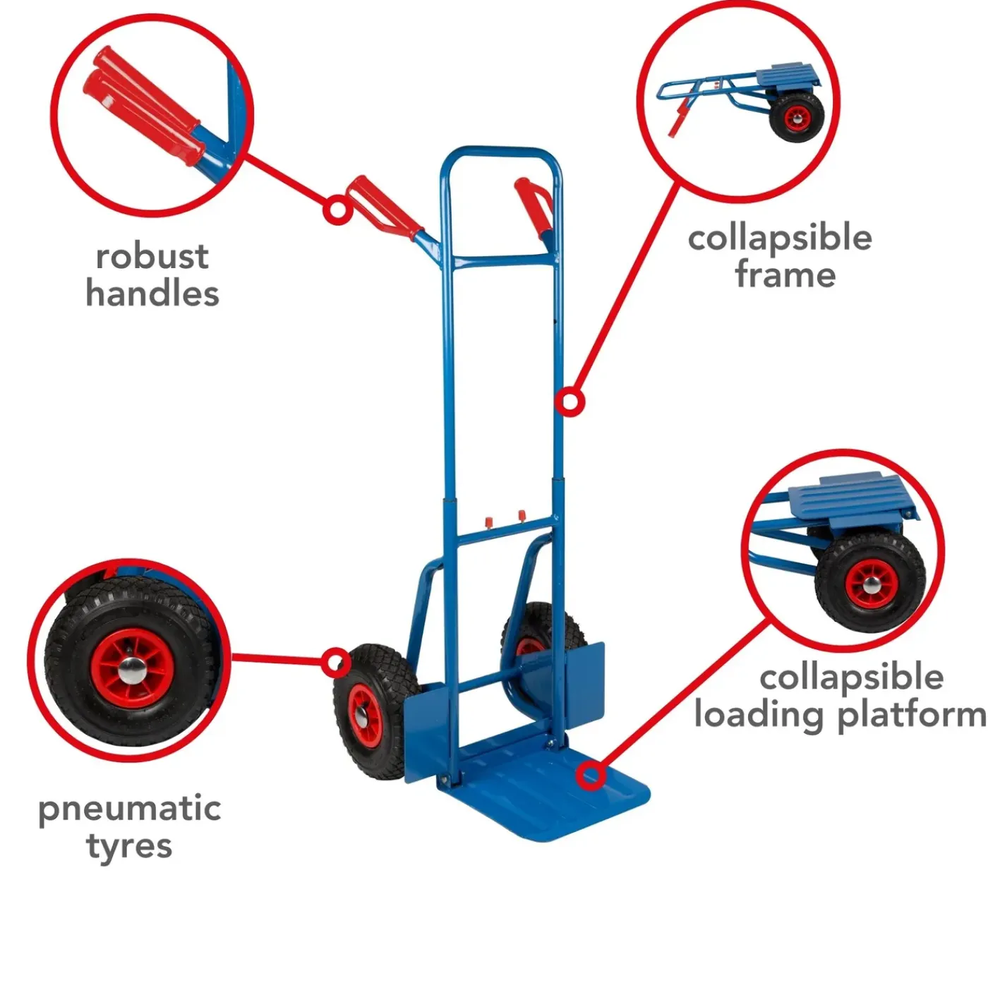 Toolland Steekwagen, Inklapbaar, Transportwagen, 150 Kg, Blauw