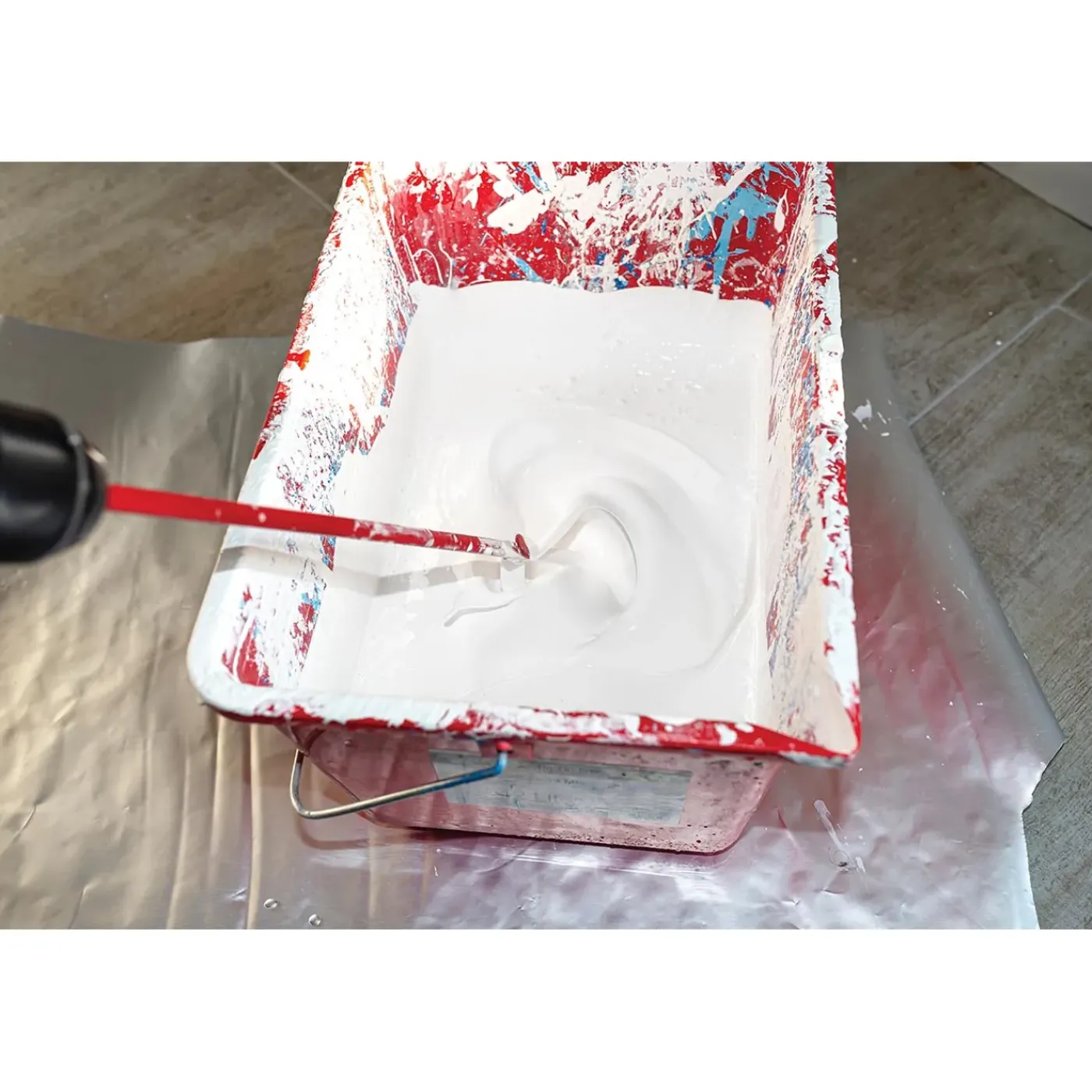 Toolland Universele Verfmixer, 80 X 400 Mm, Geplastificeerd Staal 40 Cm, Rood, Met Kunststof Bekleed