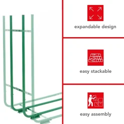 Toolland Verstelbaar houtrek voor brandhout en houtblokken, roestbestendig, breedte 150-220 cm, Groe