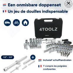 4toolz Doppenset 108-delig In Koffer - 72 Tands Ratels 1/2