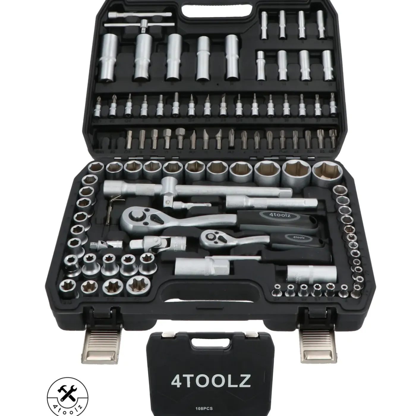 4toolz Doppenset 108-delig In Koffer - 72 Tands Ratels 1/2" En 1/4'' Dop En Bits