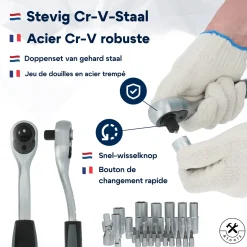 4toolz Doppenset 108-delig In Koffer - 72 Tands Ratels 1/2