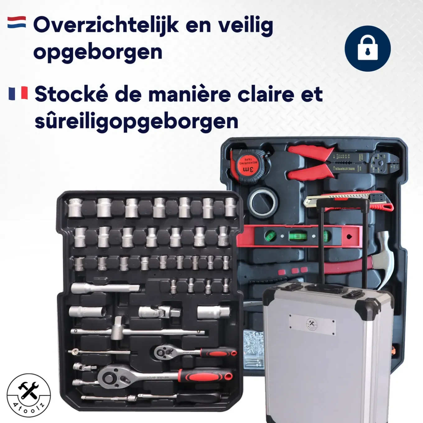 4toolz Xxl Gereedschapskoffer - 1020-delig - Aluminium Gereedschapstrolley Met Wielen