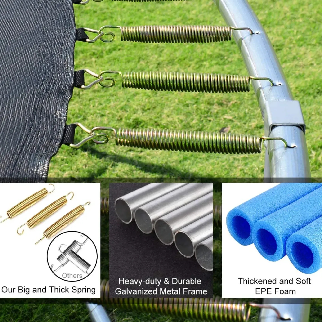 Trampoline - Staal en Kunststof - 1 persoon - Zwart - 244cm