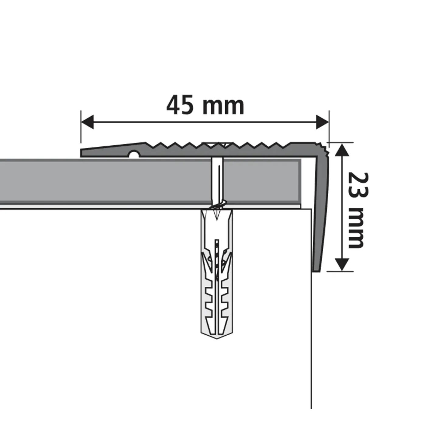 Overig Trapprofiel Aluminium - Mat Zwart - Antislip - 45x23x950mm