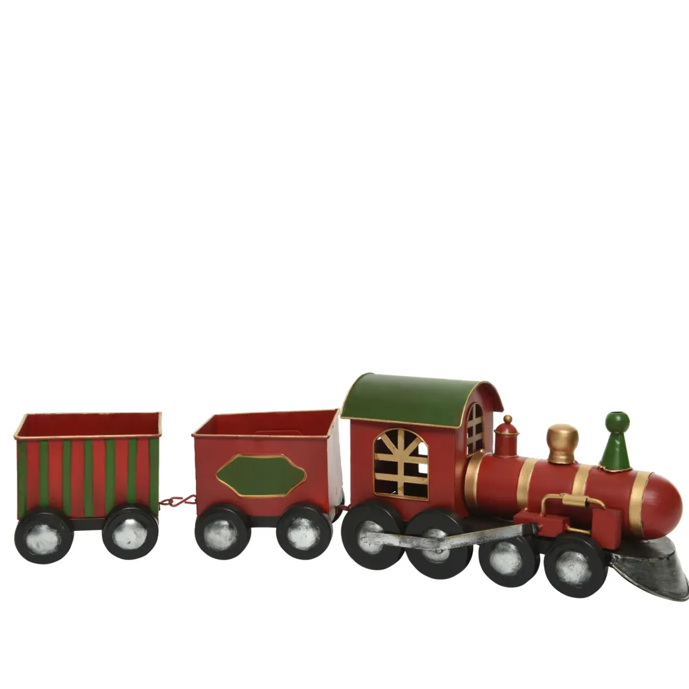 Decoris Trein ijzer rood 58x12x16cm