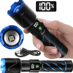Trizand - Led Zaklamp 800 Lumen – Oplaadbaar 5000mah Usb-c, Zoom, Waterdicht, Powerbank