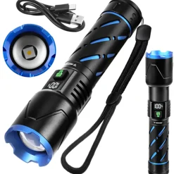 Trizand - Led Zaklamp 800 Lumen – Oplaadbaar 5000mah Usb-c, Zoom, Waterdicht, Powerbank