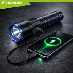 Trizand - Led Zaklamp 800 Lumen – Oplaadbaar 5000mah Usb-c, Zoom, Waterdicht, Powerbank