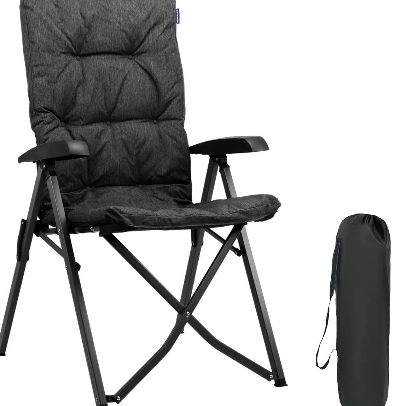 TRVLMORE Campingstoel - Inclusief Draagtas - 150 Kg - Opbergvak - Klapstoel - Zwart