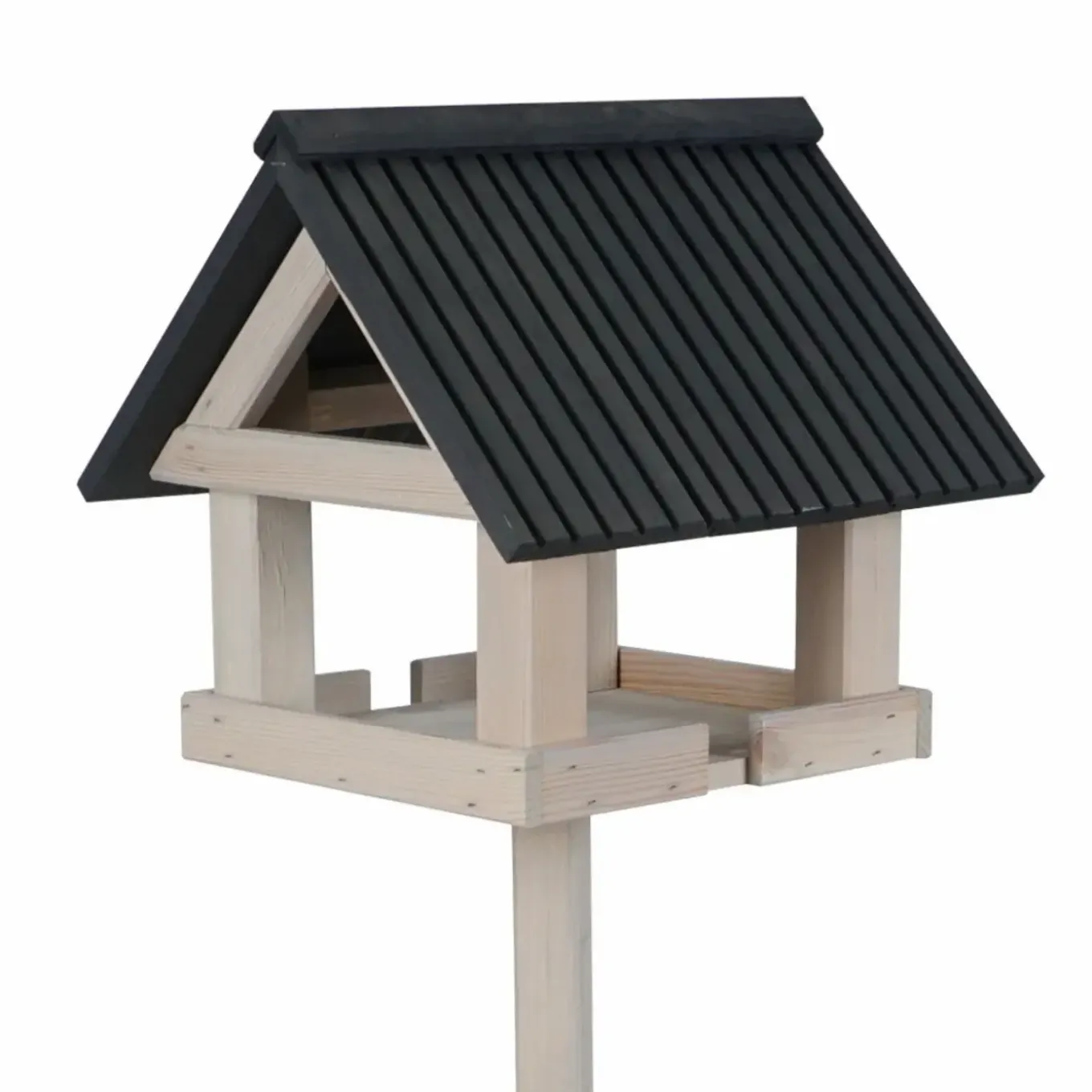 Tuintoppers Vogelvoederhuis Grey Wash Met Paal En Antraciet Latten Dak – Apex Design