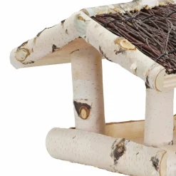 Tuintoppers Vogelvoederhuis Hangend Van Berkenhout Met Kreupelhouten Dak