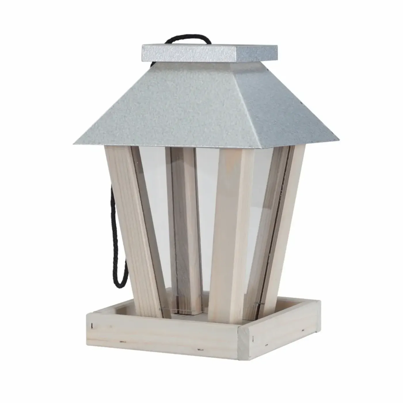 Tuintoppers Vogelvoederhuis Hangend Met Zinken Dak En Ophangkoord – Grey Wash