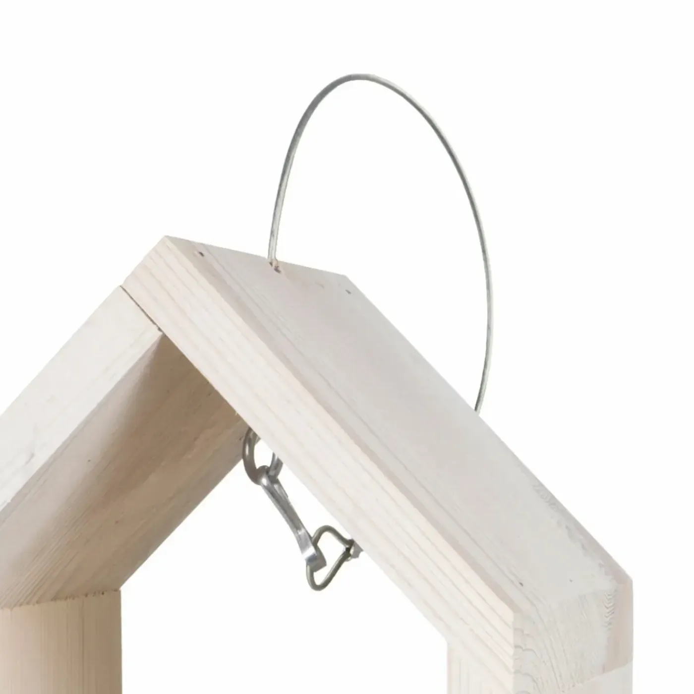 Tuintoppers Vogelvoederhuis Hangend Met Metalen Draad En Vetbol Bevestiging - White Wash/walnoot
