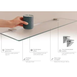 Tulup - Badkamer Planchet Van Gehard Glas - Halfitransparant - 70x13 Cm - Melkglas Effect