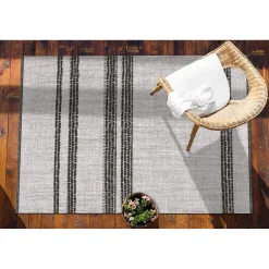 Tulup - Buitenkleed Balkon - Grijze Lijnen - Rood - 60x90 Cm - Tapijt Voor Buiten
