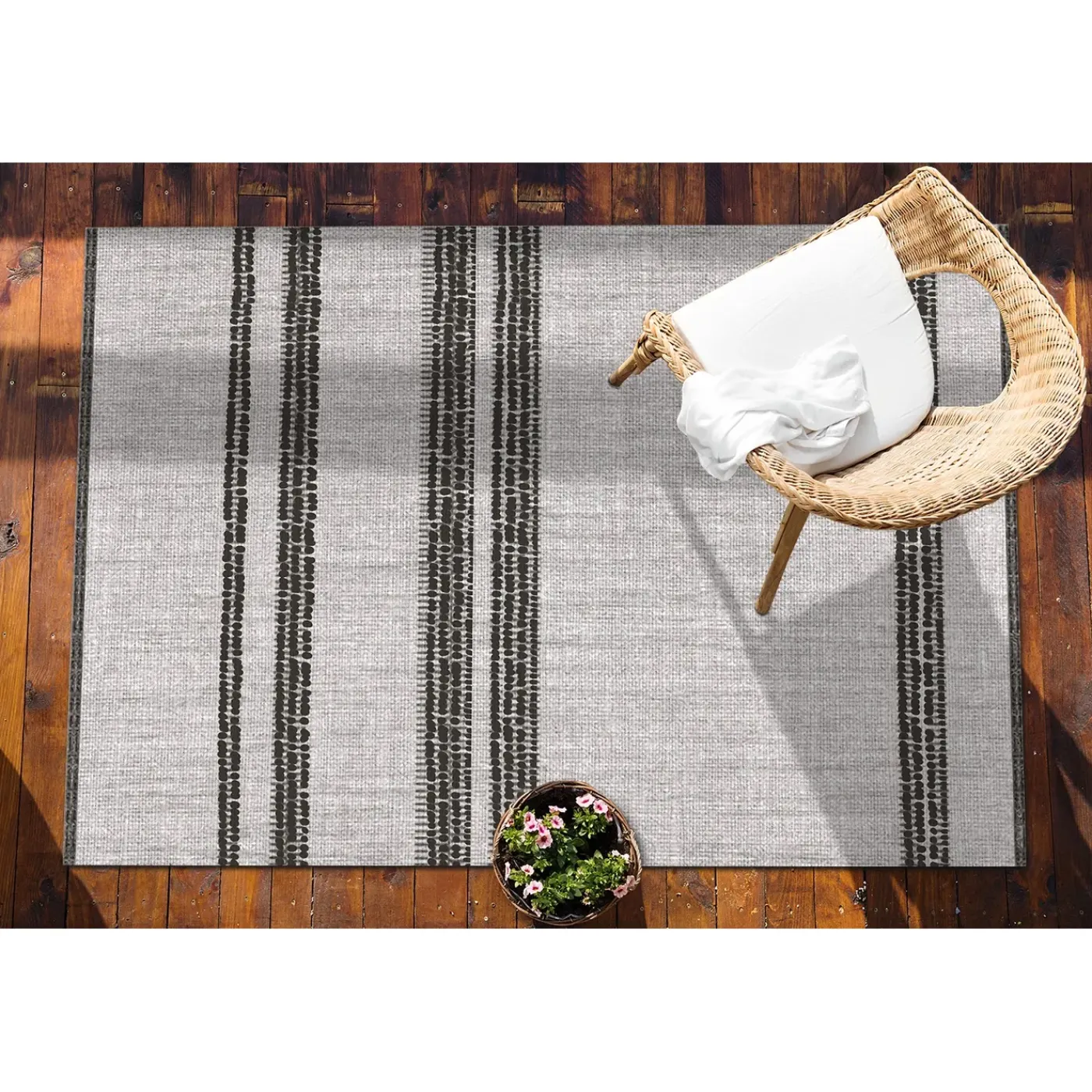 Tulup - Buitenkleed Balkon - Grijze Lijnen - Rood - 60x90 Cm - Tapijt Voor Buiten