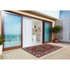 Tulup - Buitenkleed Balkon - Retro Perzische Stijl - Rood - 60x90 Cm - Tapijt Voor Buiten