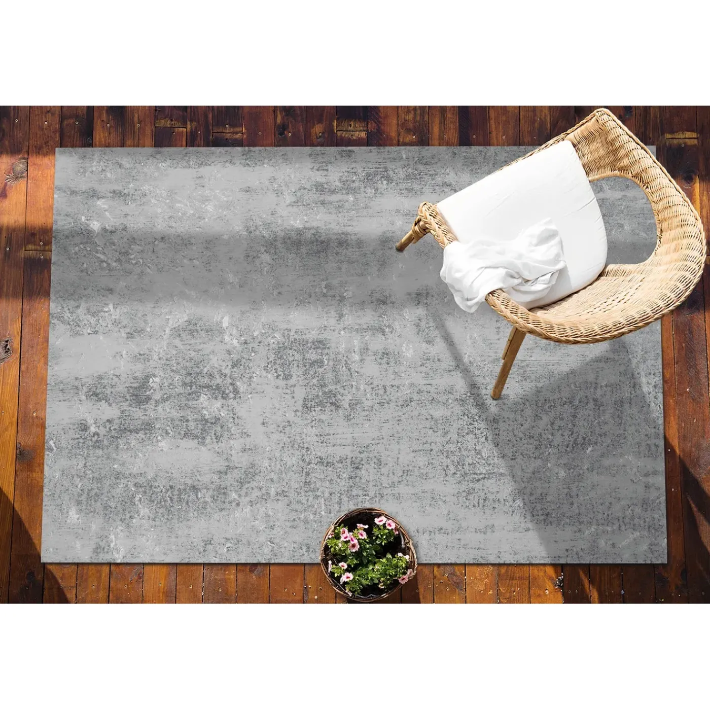 Tulup - Buitenkleed - Loftbeton - Wit - 60x90 Cm - Tapijt Terras Buiten