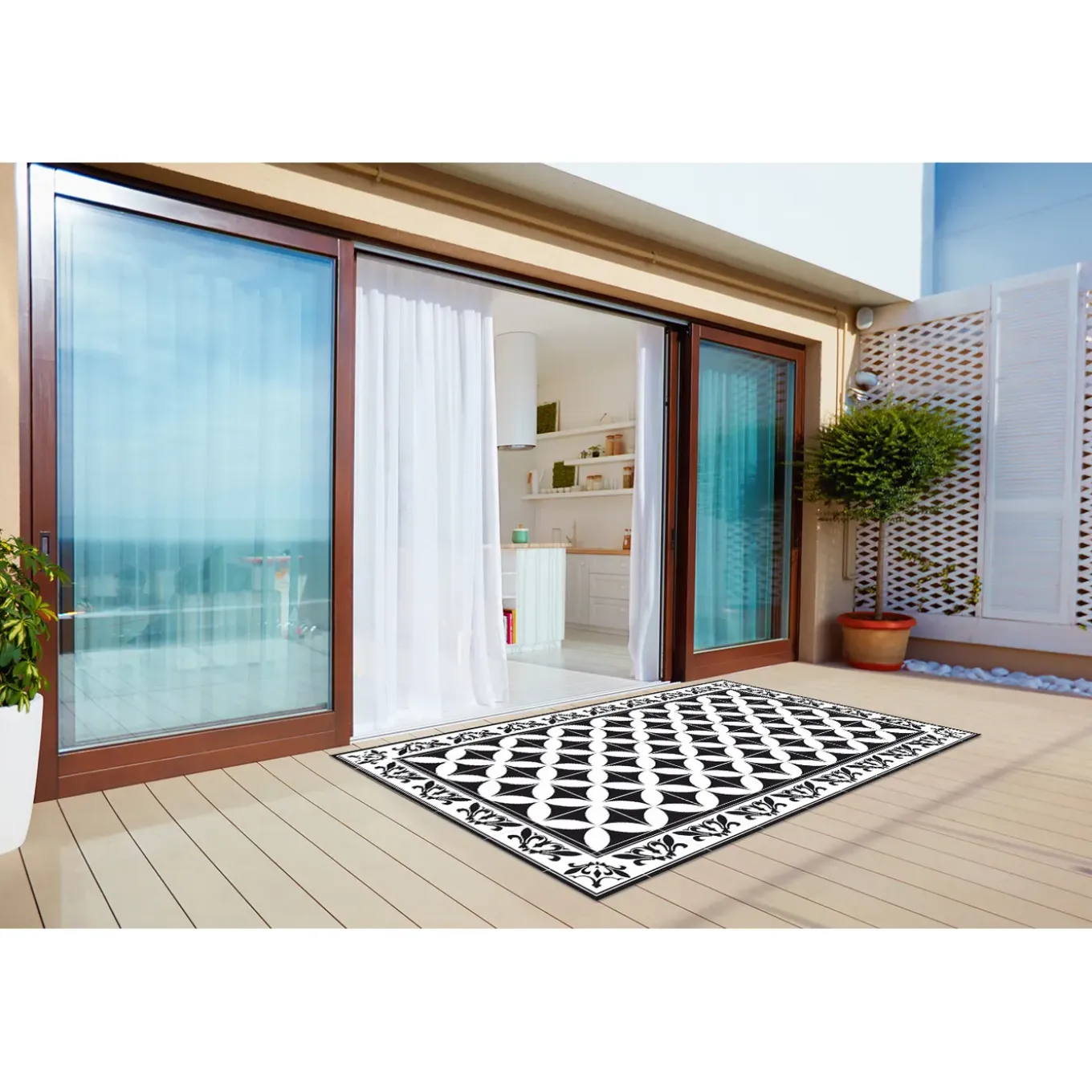 Tulup - Buitenkleed - Spaanse Tegels - Grijs - 60x90 Cm - Tapijt Terras Buiten