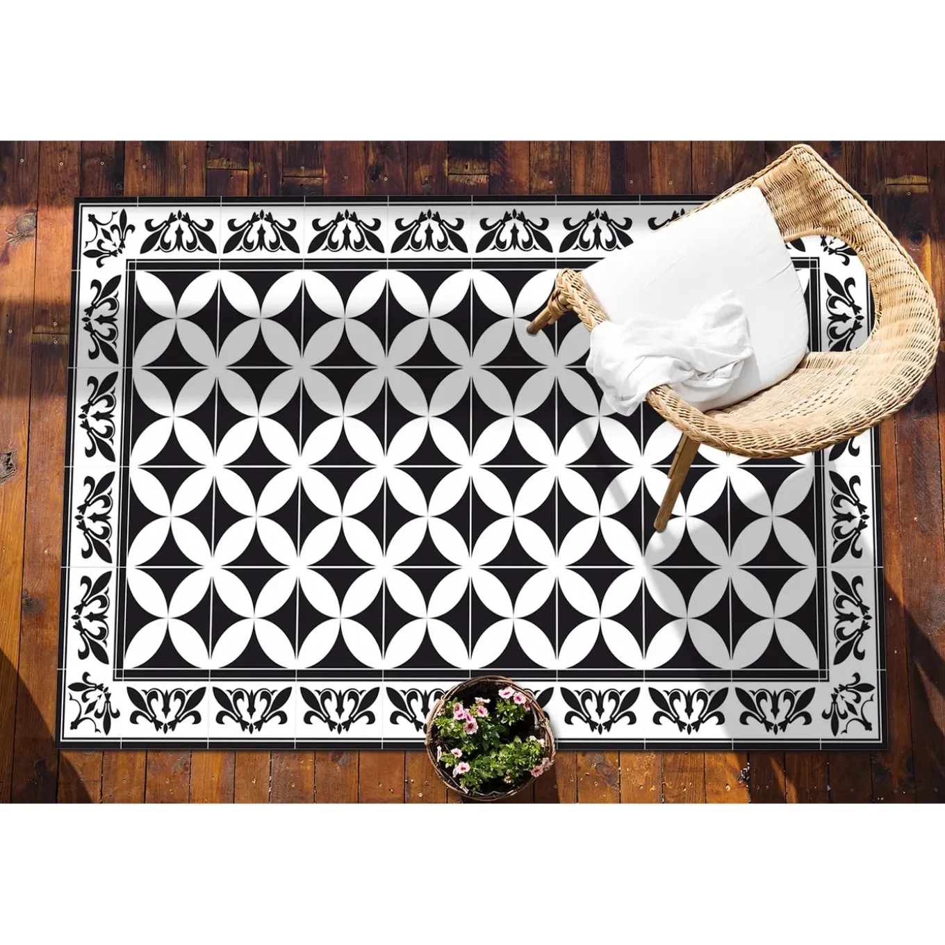 Tulup - Buitenkleed - Spaanse Tegels - Grijs - 60x90 Cm - Tapijt Terras Buiten