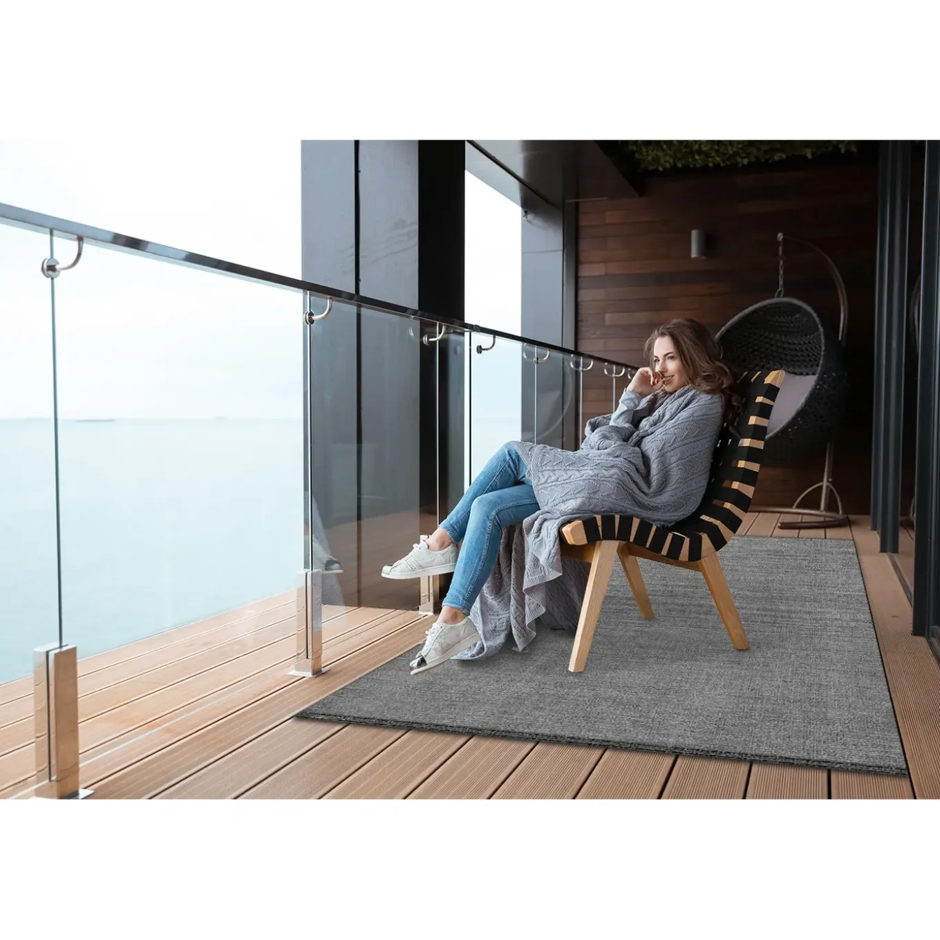 Tulup - Buiten Tapijt - Lichte Steen - Wit - 60x90 Cm - Tuinkleed