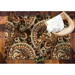 Tulup - Buiten Tapijt - Paisley Retro - Zwart - 60x90 Cm - Tuinkleed