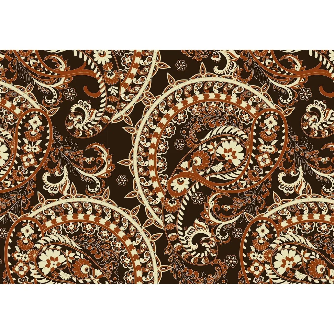 Tulup - Buiten Tapijt - Paisley Retro - Zwart - 60x90 Cm - Tuinkleed