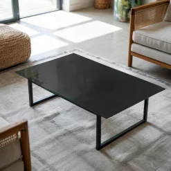 Tulup - Bureaublad - Rechthoek - Zwart - 120x80 Cm - Glazen Tafelblad - Eettafel
