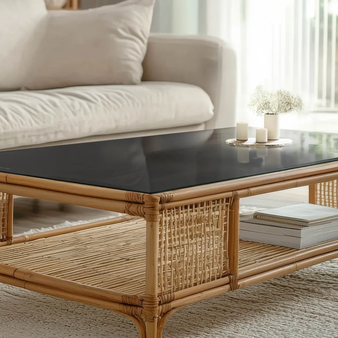 Tulup - Bureaublad - Rechthoek - Zwart - 120x80 Cm - Glazen Tafelblad - Eettafel