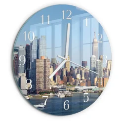 Tulup - Decoratieve Glazen Klok - Ronde - Horizon - Veelkleurig - 30 - Witte Handen