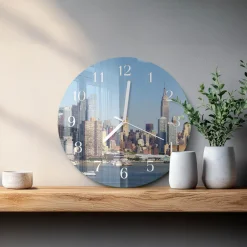 Tulup - Decoratieve Glazen Klok - Ronde - Horizon - Veelkleurig - 30 - Witte Handen
