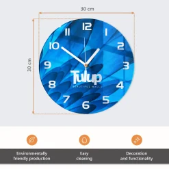 Tulup - Decoratieve Glazen Klok - Ronde - Sinaasappels - Oranje - 30 - Zwarte Handen