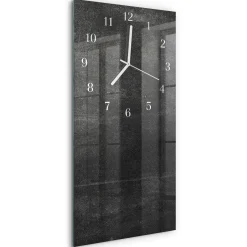 Tulup - Decoratieve Glazen Klok - Rechthoekige Verticaal - Grafiet - Grijs - 30x60 - Witte Handen