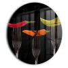 Tulup - Decoratieve Glazen Klok - Ronde - Vork - Zwart - 30 - Zwarte Handen