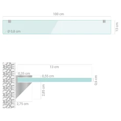 Tulup - Design Glazen Planchet Voor Toilet Mit Melkglas Effect - Halfitransparant - 100x13 Cm