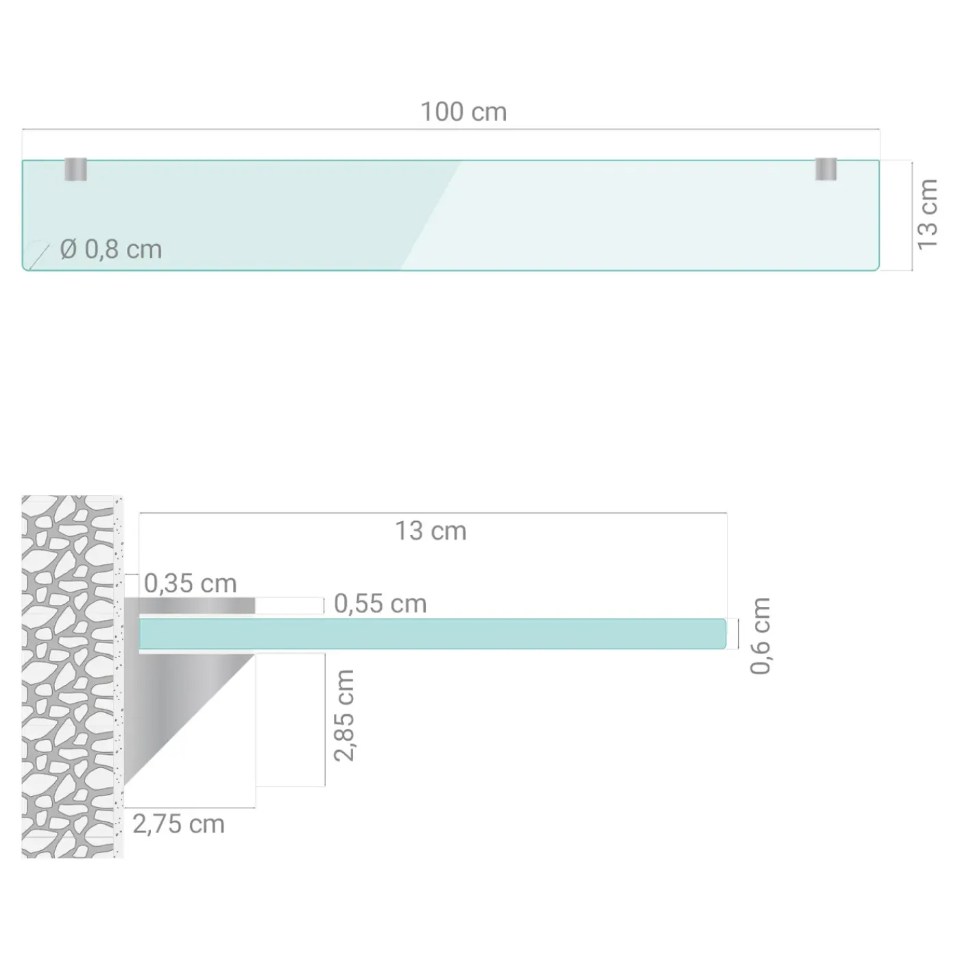 Tulup - Design Glazen Planchet Voor Toilet Mit Melkglas Effect - Halfitransparant - 100x13 Cm