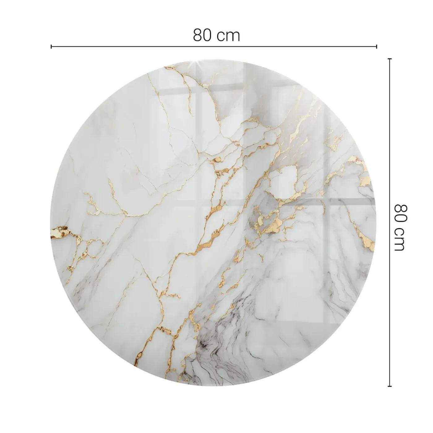Tulup - Eettafel Met Glasplaat - Ronde - Wit - 80 Cm - Glazen Tafelbladkeukentafel