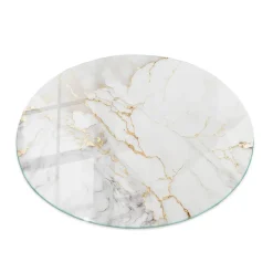 Tulup - Eettafel Met Glasplaat - Ronde - Wit - 80 Cm - Glazen Tafelbladkeukentafel