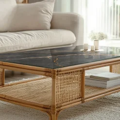 Tulup - Eettafel - Rechthoek - Bruin - 125x50 Cm - Glazen Tafelblad - Bureaublad