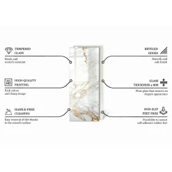 Tulup - Eettafel - Rechthoek - Bruin - 125x50 Cm - Glazen Tafelblad - Bureaublad
