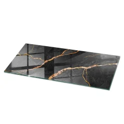 Tulup - Eettafel - Rechthoek - Bruin - 125x50 Cm - Glazen Tafelblad - Bureaublad
