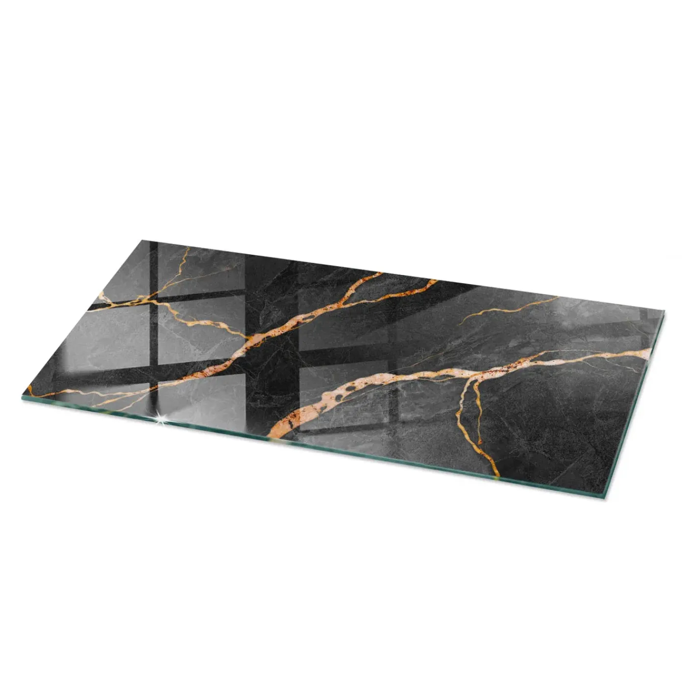 Tulup - Eettafel - Rechthoek - Bruin - 125x50 Cm - Glazen Tafelblad - Bureaublad