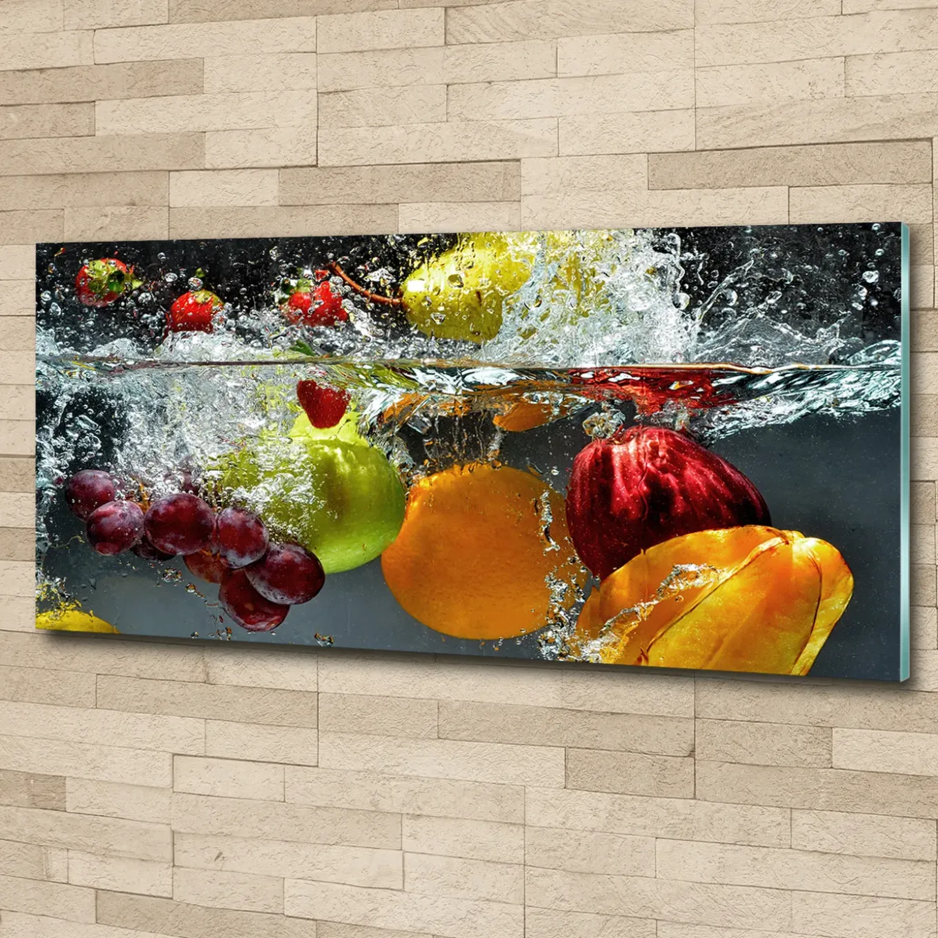 Tulup - Foto Glas - Fruit In Water - Veelkleurig - 125x50 Cm - Glasschilderij