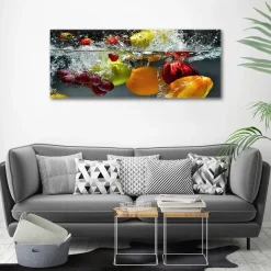 Tulup - Foto Glas - Fruit In Water - Veelkleurig - 125x50 Cm - Glasschilderij
