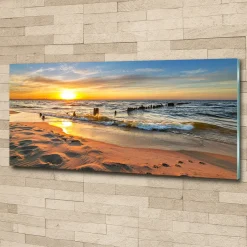 Tulup - Foto In Glas - Zonsondergang - Oranje - 125x50 Cm - Schilderij Op Glas