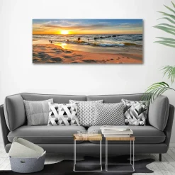 Tulup - Foto In Glas - Zonsondergang - Oranje - 125x50 Cm - Schilderij Op Glas