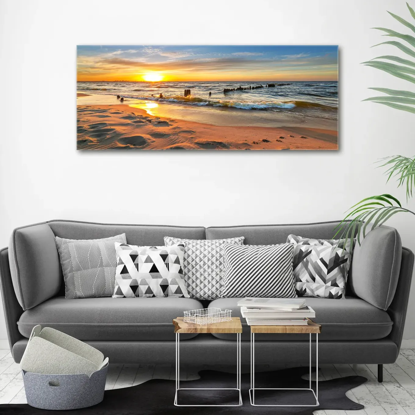 Tulup - Foto In Glas - Zonsondergang - Oranje - 125x50 Cm - Schilderij Op Glas
