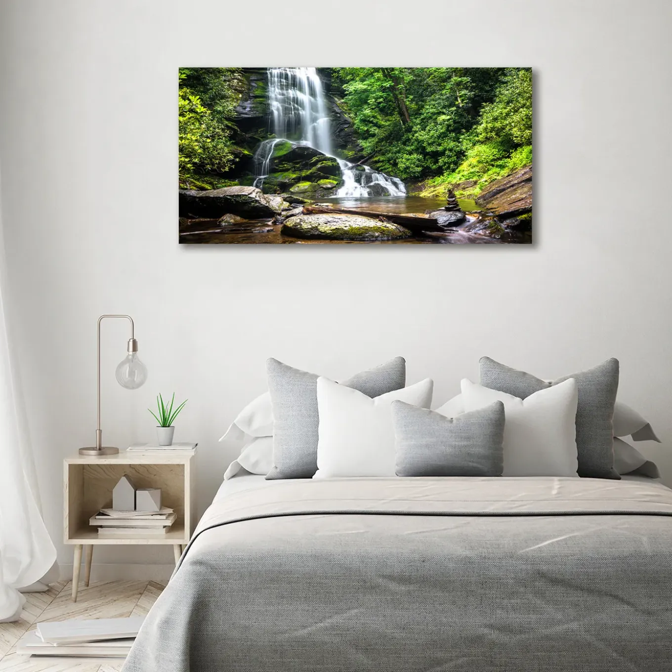 Tulup - Glas Foto - Junglewaterval - Groene - 140x70 Cm - Glasschilderij